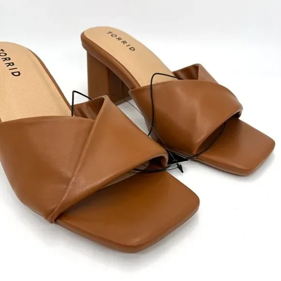 New Torrid Cognac Twist Front Heeled Mule - Size 8WW - Picture 3 of 11